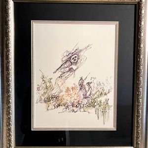 Original 1067 Lithograph by Fabrizio Clerici Orlando Furioso